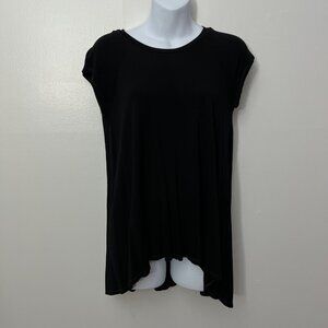 Black Orchid Los Angeles Womens Black Asymmetrical‎ Hem Short Sleeve Top S